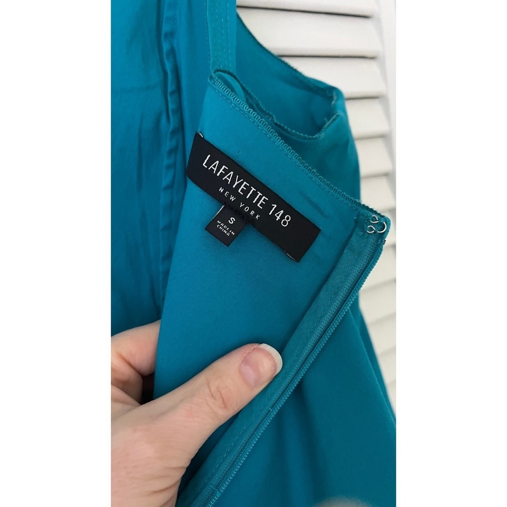 Lafayette 148 Riri Popover Sun Dress Sleeveless Teal Blue Women's S Stretch - Picture 6 of 8
